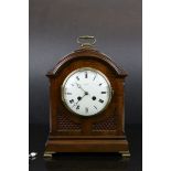Early 20th century 8 Day Mahogany Cased Bracket Clock with French Movement, the White Enamel Face