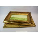 Two Ornate Gilt Frames containing Prints, 58cms x 37cms and 63cms x 47cms