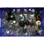 Tray of Vintage Glass Bottles, Clear, Green and Brown