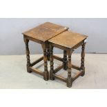Nest of Two Oak Tables, largest 42cms wide x 49.5cms high