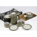 A Denby style stoneware coffee/tea set. to include cups saucers jug etc.
