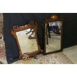 Two George III Style Mahogany Fretwork Framed Wall Mirrors (both a/f), largest 76cms x 46cms