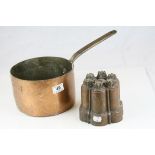 Antique Copper Saucepan with Iron Handle stamped Wilson & Son 13cms high together with a Victorian