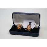 Pair of Silver and Enamel Cufflinks with Semi Nude Image of a Young Lady