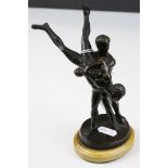 Bronze Figure Group of Two Male Nude Wrestlers titled ' Lutteur De Florence ' (Wrestlers of