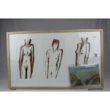 Clive Williams (1944-2015) Penzance Arts Club, Ink and Wash Triptych of Three Nude Figures, signed
