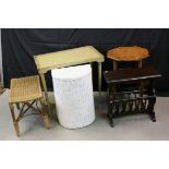 Wicker & Bamboo Stool, Folding Bedside Table, Lloyd Loom Wicker Basket, Magazine Rack Table and a