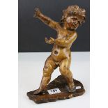 18/19th Century carving of a cherub (af)