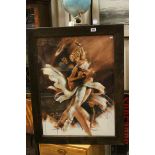 Kitty Meijering, a studio framed art print portrait of ballet dancers bearing signature, 78cm x 58cm