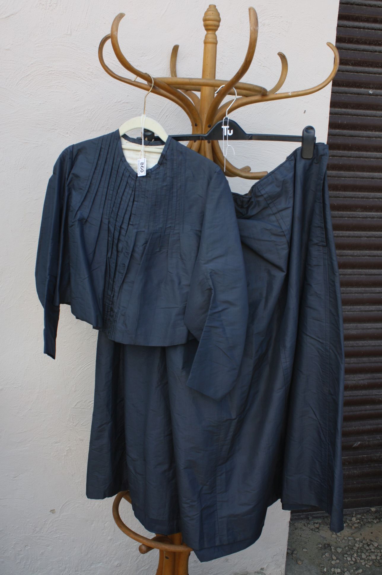 Vintage Clothing - Victorian Dark Blue Taffeta Jacket and Skirt Set