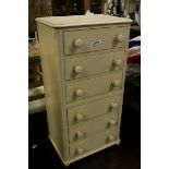 Vintage Painted Table Top Six Drawer Chest