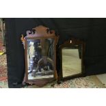 Two Small George III Style Mahogany Fretwork Framed Wall Mirrors, largest 70cms x 43cms