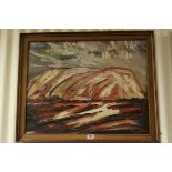 Oil on Board of Ayres Rock? signed Ronald C Bell, 57cms x 72cms, framed