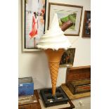 Large Mid 20th century Pavement Shop Display Advertising 99' Ice Cream on Metal Stand, approx.