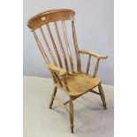 19th century Elm and Beech Lathe Back Windsor Armchair, 59cms wide x 112cms high