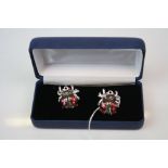 Pair of Silver and Enamel Cufflinks in the form of Lady Birds