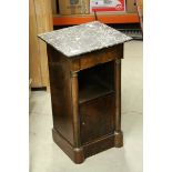 Early 19th century French Empire Style Mahogany Pot Cupboard with Marble Top, 74cms x 42cms