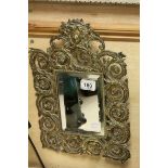 Gilt Metal Scrollwork Framed Mirror with Bevelled Edge, 40cms x 26cms