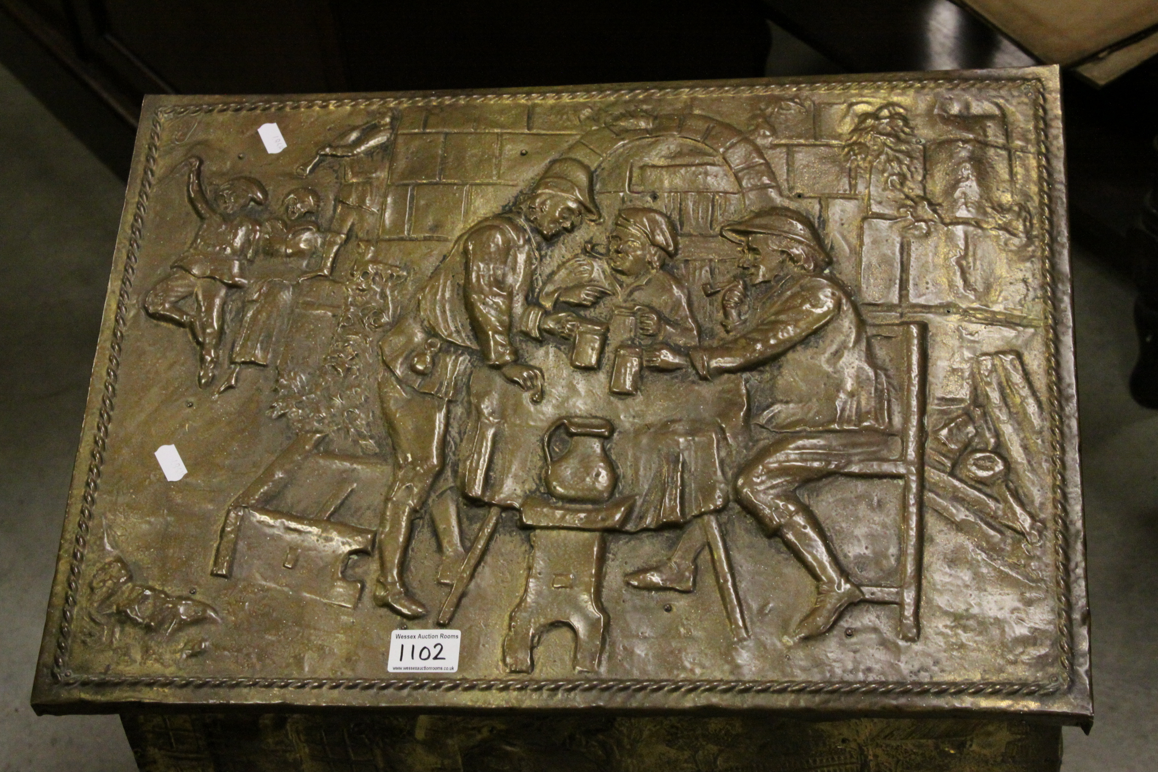 Brass Relief Covered Coal Box, 56cms wide - Image 2 of 3