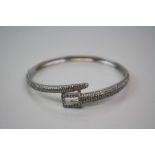 Designer Style Silver and CZ Bangle of Belt form