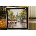 Modern School on canvas Impressionist image view of Paris with Eiffel Tower beyond, 56 x 56cm