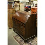 Large Georgian Mahogany Bureau, the drop flap opening to reveal a partially fitted interior over