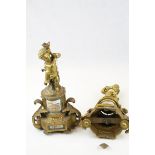 Pair of 19th century French Gilt and Porcelain Mounted Garnitures in the form of Cherubs stood on