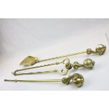 Brass Three Piece Companion Set with Claw and Ball Finials