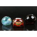 Three 20th century Whitefriars paperweights to include mirafiori.