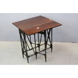 Mahogany Drop-Flap Occasional Table raised on ' Spider Legs '(one foot detached), 63cms wide x 68cms