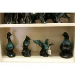 Blue Mountain Pottery - Duck, Two Geese and a Jay, tallest 21cms