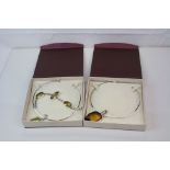 Two boxed 925 sterling silver choker necklaces with sliding pendants.