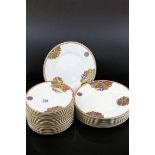 A set of 10 Royal Worcester Pavilion pattern 10 inch plate and 17 8 inch plates.