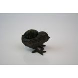 Antique spelter pincushion in the form of a chick