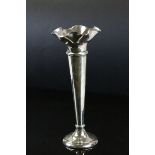 Silver trumpet vase, rounded filled base, makers Walker & Hall, Sheffield 1910, height