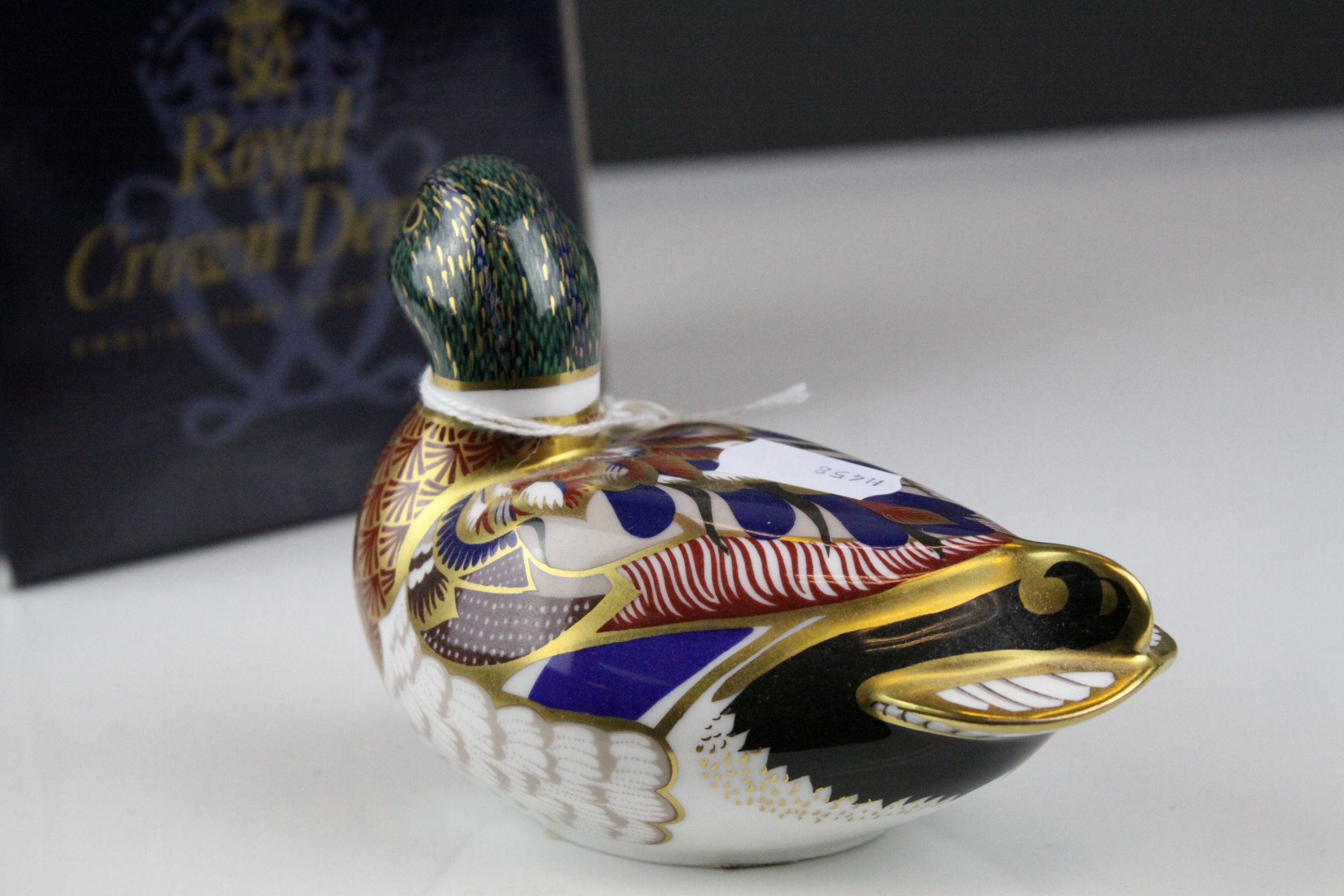 Royal Crown Derby Mallard Duck Paperweight with Gold Stopper, Boxed - Image 4 of 5