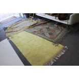 Modern Tunisian Yellow Wool Rug, 200cms x 100cms together with Handmade Cotton Bed Cover with