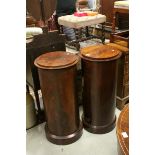 Pair of William IV Style Mahogany Cylindrical Bedside Cabinets, 42cms wide x 89cms high