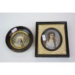 Two miniature portraits to include a 19th century oval portrait possibly of Louis XVIII together