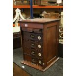 Late Victorian / Edwardian Mahogany Stationery Cabinet with Tambour Front, the four drawers marked