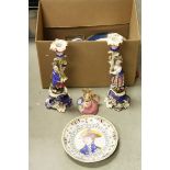 Mixed Lot of Ceramics including Tin Glazed ' Admiral Nelson ' Plate and Pair of 19th century