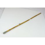 Early 20th century Bamboo Swagger Stick, the white metal handle with a crest for Kings School,