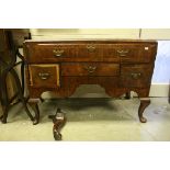 18th century Walnut Adapted Low Boy / Dressing Table with an arrangement of four drawers above a