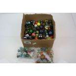 Box of marbles to include scarce and unusual examples.