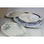 A group of ceramics to include a 19th century blue and white meat plate.
