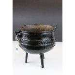 Cast Iron Black Painted Three Legged Cauldron marked Zimba 1, 22cms high