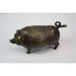 Brass pig in the form of a Bell with Wind-up Movement