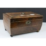 Regency Mahogany Workbox of sarcophagus form with lift out tray, 29.5cms long