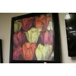Large Acrylic Painting on Canvas of Flower Heads, 80cms x 80cms, framed