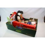 Box of Assorted Toys including Elmo, Womble, Limited Edition Coca Cola, Pelham Puppet, etc